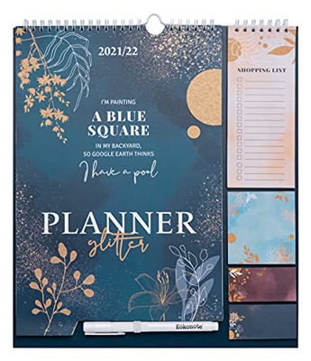 Calendario de pared Glitter - Planificador mensual, Calendario agenda de pared 16 meses