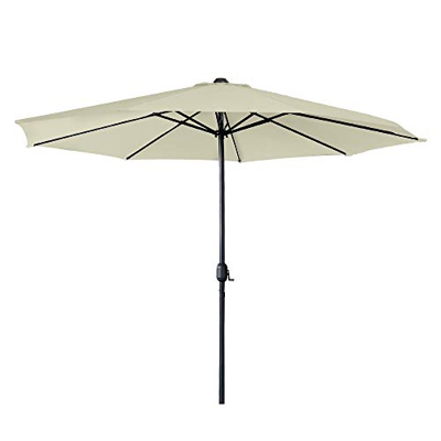 LZQ 350 cm Sombrilla de Jardín en Poliéster Parasol de protección UV UPF 40+ con Mango de 38mm Sombrilla para Patio Balcón Actividades al Aire Libre, 