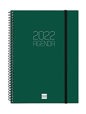 Finocam - Agenda 2022 Semana Vista Vertical, de Enero 2022 a Diciembre 2022 (12 meses) E10 - 155x212 mm Espiral Opaque Verde Catalán