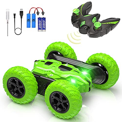 Coche teledirigido 360 ° Doble Giro Lateral 2.4GHz RC Radio Control de Alta Velocidad 4WD Coche de Acrobacias con Dos baterías Recargables Coches de J