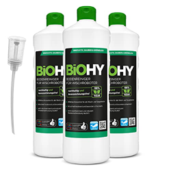 BiOHY Limpiador de suelo para robot de limpieza (3 botellas de 1 litro) + dosificador, concentrado para todos los robots de limpieza y aspirador con f características
