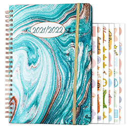 Agenda 2021 2022, Agosto 2021 – Julio 2022 A5 con Pestañas Mensuales, Páginas de Notas, Pegatinas Mensuales y Tapa dura con Bolsillo Trasero para Plan características