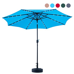 VONLUCE 300CM Sombrilla de Jardín con Luz LED de Energía Solar Parasol de Jardín con 8 Varillas de Acero Sombrilla de Terreza con Protección UV para P precio