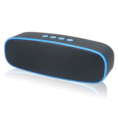 HUSAN Altavoz Bluetooth Inalámbrico con Ranura para Tarjeta AUX USB TF, Estéreo Portátil con Audio HD Radio FM, Bajos Mejorados, Controlador Doble, Ll