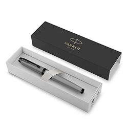Parker IM bolígrafo roller | Gris mate con adornos negros | Punta fina con recambio de tinta negra | Estuche de regalo características