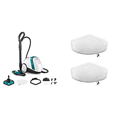 Polti Vaporetto Smart 100_T Limpiador a vapor, autonomía ilimitada con carga continua, 4 bar, 9 accesorios + Polti PAEU0332 Kit de 2 paños de microfib