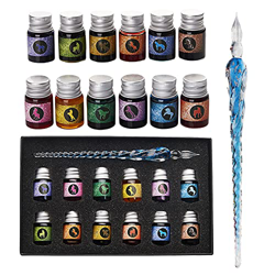 Mancola Juego de tinta de cristal sumergida hecha a mano con 12 tintas coloridas para arte, firmas, caligrafía, dibujo, decoración, regalo para princi características
