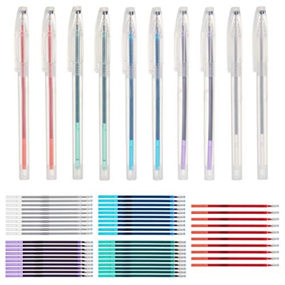 BENECREAT 10 PCS Bolígrafos de Tela Borrables con Calor Colores Mezclados con 50 Recambios de Bolígrafo para Acolchado, Costura y Confección
