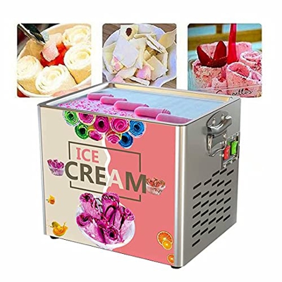 Home Kitchen Accessories Electric Ice Cream Rolled Machine 180W Stainless Steel Fried Ice Cream Roll Maker Fried Yogurt Roll Machine with 2 Scrappers 