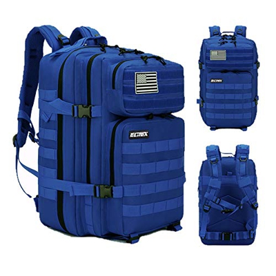 Elitex Mochila 25L Tactica Militar Color Azul Bandera USA Impermeable para Deporte, Gimnasio, Aire Libre Oxford 900D