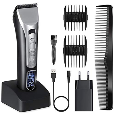 Cortapelos Hombre, Moevert Maquina Cortar Pelo Profesional Maquinilla Cortadora de Pelo Eléctrica Máquinas Cortapelo con Pantalla LCD Peine Batería Re