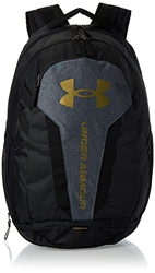 Under Armour Mochila Hustle Unisex, Unisex, Mochila, 1361176, Negro (004)/Metallic Gold Luster, Talla única precio