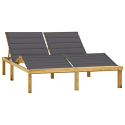Susany Tumbona Doble y Cojines Tumbona Doble de Jardín Cama Sofá Silla Jardín Patio Tumbona para 2 Personas Madera Pino Impregnada Gris Antracita en oferta