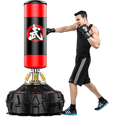 Saco De Boxeo Independiente, 70 '' Saco De Boxeo Pesado con Base De Ventosa para Adultos, Jóvenes, Niños, Hombres Stand Kickboxing Bag Kick Punch MMA 