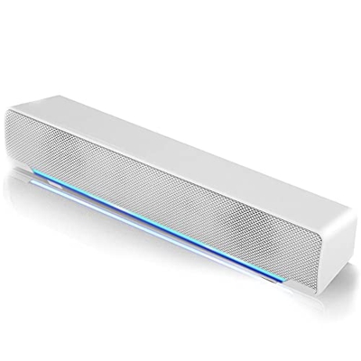 Barra de Sonido USB TV, Sonido estéreo 3D Mini Barra de Sonido con Sonido Envolvente de Bajos con luz de respiración LED Compatible con TV, Escritorio