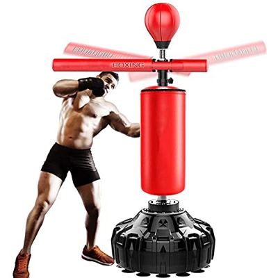 KUKU Reflex Boxing Bar Barra Giratoria De 360 ° Saco De Boxeo De Pie Altura Ajustable Saco De Boxeo para Entrenamiento De Adultos Pesados con Base De 