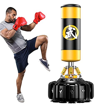 KUKU Saco De Boxeo Independiente, Saco Pesado De 71 Pulgadas con Base De Ventosa, Saco De Kickboxing para Adultos Jóvenes, Saco De Boxeo Pesado con So
