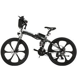 ANCHEER Bicicleta Electrica 36V 8Ah, Bicicleta Eléctrica Plegable de 26 Pulgadas, Motor 250W Batería de Litio Extraíble, Shimano 21 Velocidades (26" D características