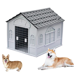 Caseta Perros Exterior Plastico, Caseta para Perros Exterior con Puerta, Casa Perro Mediano, Casa Perro Grande, Casa Perro Pequeño, con Tejado Puntiag en oferta