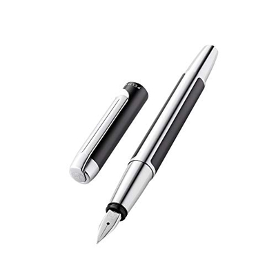 Pelikan 817127 Pura - Pluma estilográfica (punta fina, incluye cartucho de tinta Pelikan Edelstein Ink), color gris