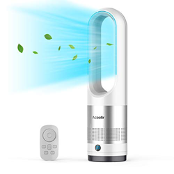 Ventilador de torre sin aspas, ventilador de refrigeración oscilante de 80 ° con control remoto, fácil de limpiar, 8 velocidades, temporizador de 8 ho en oferta
