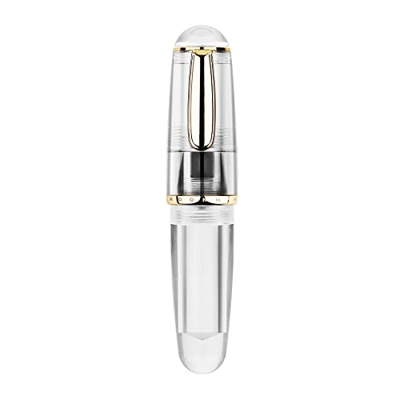 Q1 Mini pluma estilográfica cuentagotas de resina transparente, pluma de bolsillo corto de iridio extrafina de gran capacidad para escritura