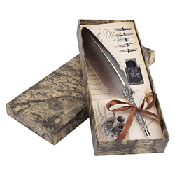Tyenaza Merchandise Pluma de Pluma caligrafía Inglesa Pluma de inmersión Pluma de Escritura Juego de Tinta papelería Caja de Regalo con 5 Puntas(Negro precio