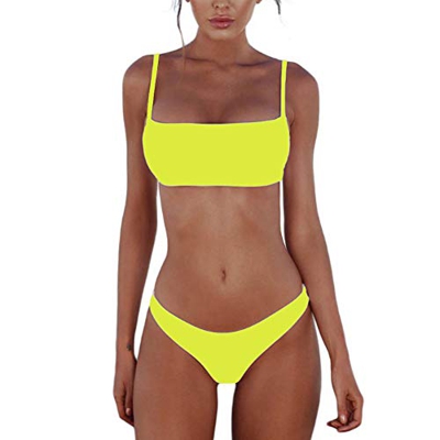 Meioro Conjuntos de Bikinis para Mujer Push Up Bikini Traje de baño de Tanga de Cintura Baja Trajes de baño Adecuado Viajes Playa La Natacion (S, Amar