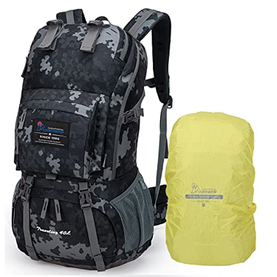 MOUNTAINTOP 40 litros Mochila de Senderismo, Impermeable Mochila Trekking al Aire Libre Mochilas de Montaña Viajes Acampadas con Cubierta de Lluvia（Ve