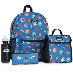 Minecraft Set Mochilas Escolares 4 Piezas, Incluye Botella Agua Niños Mochila Escolar Estuche y Bolsa Termica Porta Alimentos, Regalos para Niños y Ad características