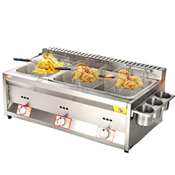 Freidora de Gas, Capacidad 10L * 3 freidora de Acero Inoxidable con Cubierta de cinturón Azul Frito freidora eléctrica de Escritorio fácil de Limpiar  precio