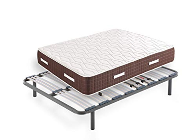 HOGAR24 XP25- Colchón viscoelástico + Somier Multiláminas con Patas, Medida 105x190 cm, Máxima Calidad En Descanso, Confort Y Firmeza Alta, Grosor 30 