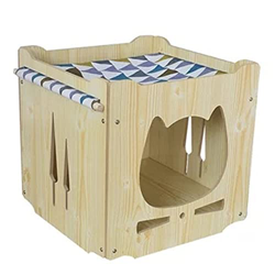 thematys Casa de Madera para Perros con Cubierta de Tela I Casa para Perros I Lugar para Dormir para Mascotas I (Style 2) características