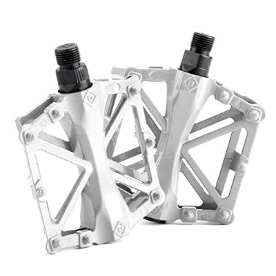 ROSEBEAR 1 par de Reposapiés de Aleación de Aluminio para Bicicleta Pedales de Rodamiento Antideslizantes para Bicicleta de Carretera Blanco