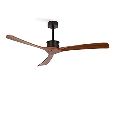 CREATE IKOHS WIND LARGE DC - Ventilador de Techo XL con Mando a Distancia, 3 Aspas de Madera Natural, 40W DC Ultrasilencioso, 152 CM de Diámetro, Func
