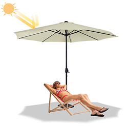 Froadp Ø3.5m Sombrillas de Playa Octogonal de Poliéster Solar Protección con Ø38mm Mango Parasol para Balcón Terraza Piscina Patio(Beige) características