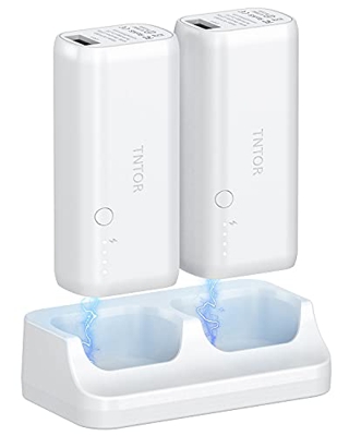 TNTOR - [2 Piezas] 5000mAh Power Bank Charging Dock Set, Ultra Mini 5000mAh USB C PowerBank con Mini Dual Charging Dock, Compatible con iPhone Samsung