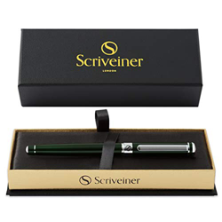 Bolígrafo British Racing Green de Scriveiner, Magnífico Bolígrafo Roller Deluxe Cromado Verde Oscuro, Recambio Tinta Schmidt, Perfecto para Regalar a  precio