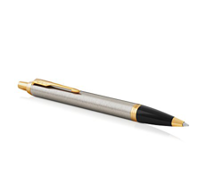 Parker IM - Bolígrafo, Punta mediana, color Acero (Brushed Metal Golden trim) en oferta