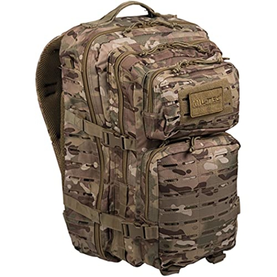 Tactical OPS MULTITARN 3 DAY Assault US Pack Molle Bag Rucksack | MILTEC USA Mochila US Assault 40L LARGE LaserCut Color: MULTITARN