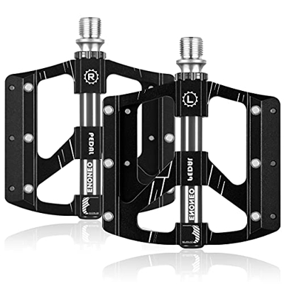 ENONEO Pedales Bicicleta Aluminio Antideslizante 9/16" Pedales Bici Montana con 3 Sealed Cojinetes y 114mm Ensanchado Superficie Pedales MTB Plataform