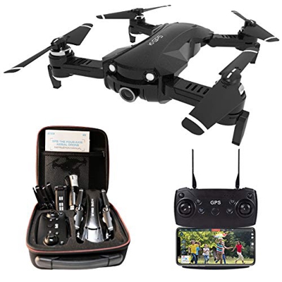 le-idea Drone con Camara 4K HD, Drone 5GHz WiFi FPV, Drones GPS con Camara Profesional, Dron Plegable RC, Modo sin Cabeza, Largo Tiempo de Vuelo 15 Mi