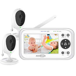 JSLBtech Vigilabebés Inalambrico con 2 Cámara con Pantalla Dividida de 4.3" Visión Nocturna Comunicación Bidireccional Monitoreo de Temperatura Desper características
