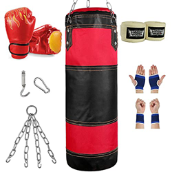 RYUNQ 8-In-1 Saco de Boxeo Set para Niños Sin Relleno, Saco de Boxeo Pesado con Guantes de Boxeo de 6 oz y Mangas Protectoras para Manos Cadenas Colga en oferta