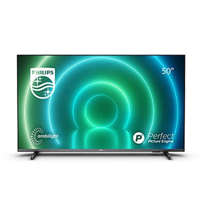 Philips 50PUS7906 / 12 Android TV LED 50 Pulgadas, Smart TV 4K con Ambilight, Imagen HDR Vibrante, Visión Dolby cinematográfica y Sonido Atmos, Compat