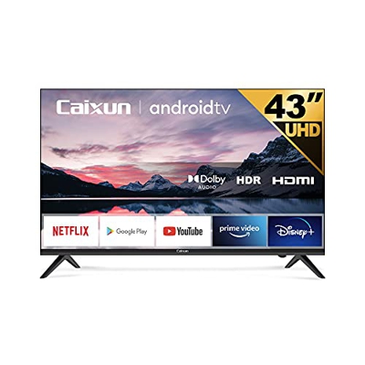 Caixun EC43S1A TV 43 Pulgadas Smart TV, Android 9.0 4K UHD Television, HDR10, Sintonizador Triple, Bluetooth, Youtube, Netflix, Prime Video, Procesado