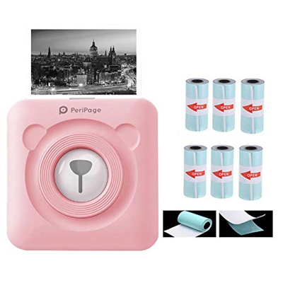 JEPODOR Peripage 304 DPI Impresora de Fotos de Bolsillo Mini Foto Bluetooth Inalámbrica Etiqueta Impresora Para Teléfono Móvil Android e iOS (304P Y 6