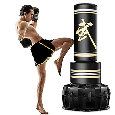 KUKU Saco De Boxeo Independiente con Soporte 69 '' - 180 Libras Saco De Boxeo Pesado con Base De Ventosa para Adultos, Niños, Hombres, Soporte, Bolsa 