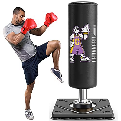 KUKU Saco De Boxeo con Soporte Saco De Boxeo De 69 Pulgadas para Adulto Saco Pesado Soporte con Base De Acero De Succión Saco De Boxeo Independiente S