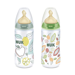 Pack 2 Biberones NUK First Choice+ PP 300ml Colour Play de látex con color verde oscuro y verde claro. Orificio M de 0-6 meses. precio